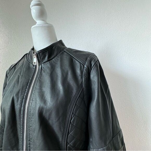 Geschallino Faux Leather Jacket Boho Short Biker Bomber Coat SZ L NEW - Picture 7 of 15